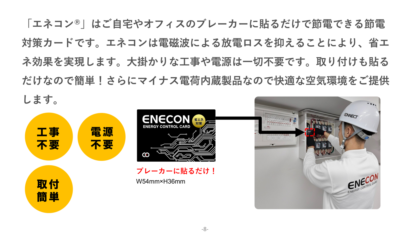 ブレーカーへの設置作業の様子